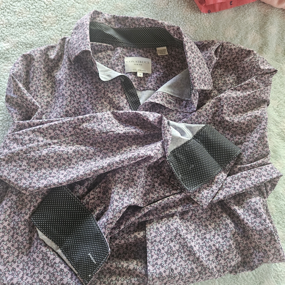 Purple Casual Button Down Shirt with Classic Collar